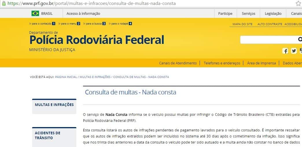 Multas PRF consultar multas