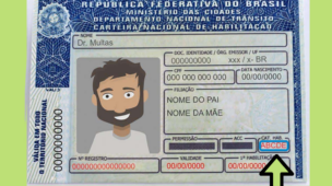 Local que informa a categoria na CNH