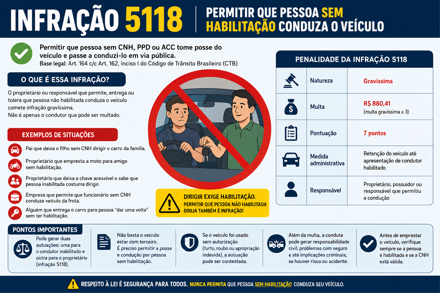 Infração 5118: permitir que pessoa sem habilitação conduza o veículo 1 infracao 5118
